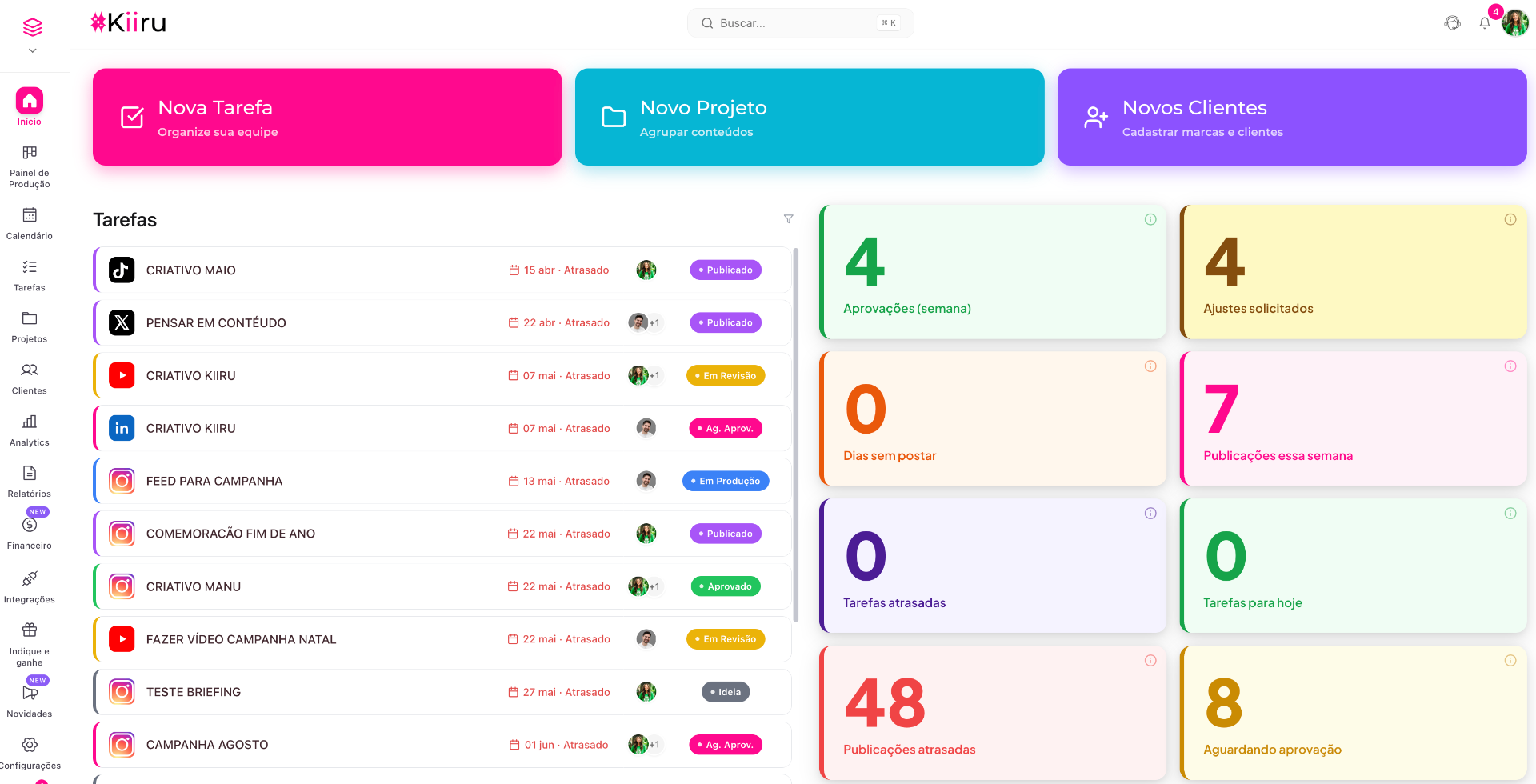 Kiiru — Gestão de Produção de Conteúdo